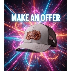 Branded Bills Style 300 Trucker Hat Leather Patch 1776 Snapback Mesh Grey Black